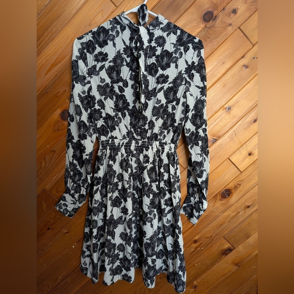 Jason Wu black and white silk floral necktie mini dress Size 0 - Picture 5 of 5